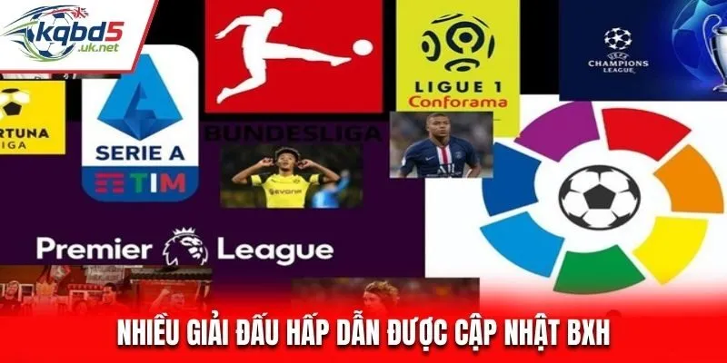 Nhiều giải đấu hấp dẫn được cập nhật BXH Bóng đá